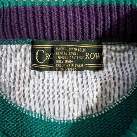Vintage 90s Croft & Barrow Green Knit Sweater L Heavyweight Grandpa Preppy Knit - Picture 8 of 9